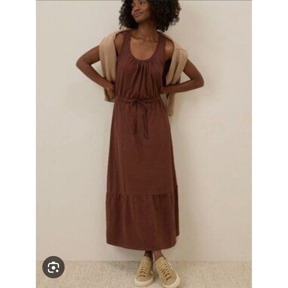 Pact Tiered Maxi Dress Women's S Organic Cotton Slub Sleeveless Peasant Coastal